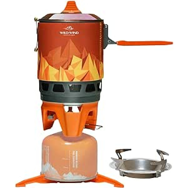 WILD-WIND Star X3 Outdoor Camping and Backpack Cooking System (0.8-1 Litre) Portable Camping Stove with Piezo Starter Pot Support - Orange