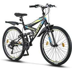 Licorne Bike, Premium kalnu velosipēds 26 collas - velosipēds zēniem, meitenēm, sievietēm un vīriešiem - Shimano 21 ātruma pārnesumi - pilna piekare - spēcīgs velosipēds.