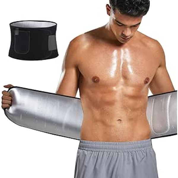 baxobaso Waist Trimmer Trainer Sweat Belt for Men & Women Underbelly Fat Workout Belly Wrap for Improved Sweating Effect