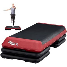 KM-Fit Fitness Stepper | Step Board aerobikas steperis mājām | Solis 3 virzienos regulējams augstums | Kravnesība līdz 200 kg | Sākums Stepper | 108 × 41 × 10/15/20 cm | Aerobikas stepēts sols