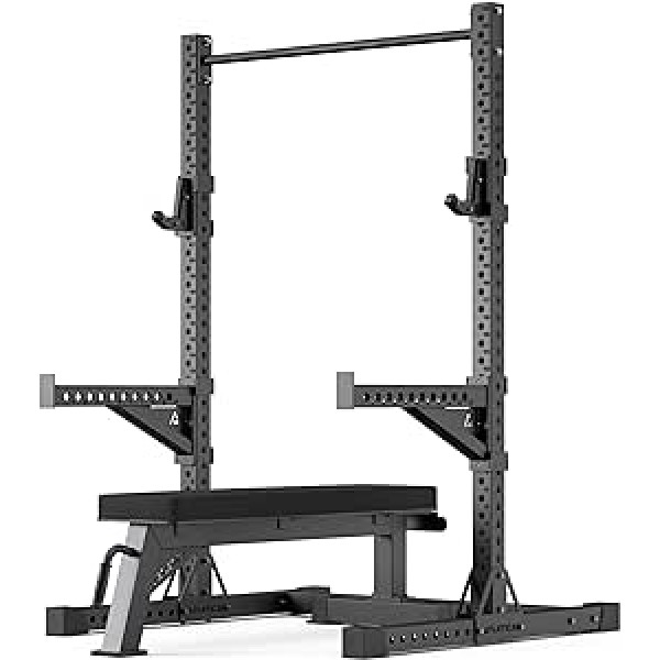 ATLETICA R7 Squat Rack Ghost Set Lieljaudas plakanais sols ar statīva funkciju, svirām, J veida āķiem un pievilkšanas stieni, ieskaitot.