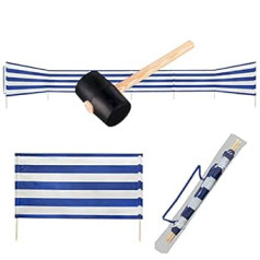 Idena 8m x 80cm Blue and White Maritime Stripe Windbreak 2021 Version Includes Rubber Mallet