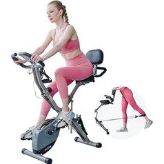 AceFuture 4 in 1 Home Exercise Bike Folding Indoor Cycling with Arm/Leg Training Bands 16 Levels Magnetic Resistance Fitness Bike with Hand Pulse and Cell Phone/Tablet Holder