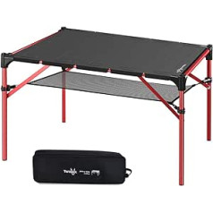 Tentock Folding Table for Outdoor Camping, Ultralight Extendable Aluminium Camping Table with Lamp Holder and Double Layer