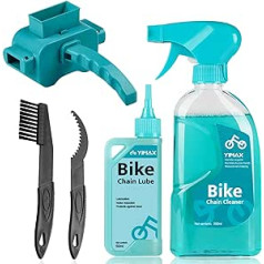 Bicycle Cleaning Set, Yimax 5-in-1 Bicycle Chain Cleaner Set with 60 ml Biodegradable Bicycle Chain Oil and 350 ml Bicycle Chain Cleaner Spray, Bicycle Cleaner with Brushes for All Bikes