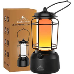 Uzlādējama kempinga lampa, Diealles Shine Retro LED kempinga lampa USB C 3600 mAh akumulators, LED kempinga gaisma ar nepārtraukti regulējamu, 900 lūmenu kempinga laterna izmantošanai ārpus telpām elektroenerģijas padeves pārtraukumu avārijas g