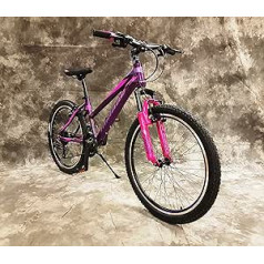 26 colių aliuminio moteriškas MTB su spyruoklėmis su 21 greičio pavarų perjungimo pavara Shimano Thumb Click Gear 2666-Lila-Pink