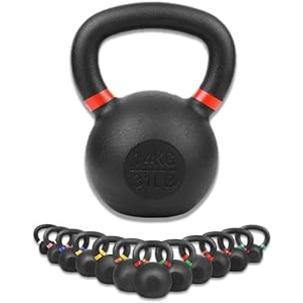 wuuhoo® Rocky Kettlebell 4 kg - 28 kg Izgatavots no cieta čuguna ar pulvera pārklājumu, Svars izgatavots no čuguna, Šūpojošs stienis jūsu spēka treniņam, Mājas fitnesa aprīkojums