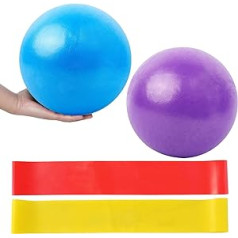 UoQo Kleiner 23-25cm/9 Gymnastikball, weicher Mini-Yogaball für Pilates-Kerntraining, Yoga-Ball-Set und TPE-Widerstandsbänder für Männer und Frauen für Balance-Stabilität, Dehnung (Heim-Gym und Büro)