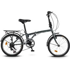 20 Inch Folding Bike for Adults, Men and Women, Shimano 6 Speed Gears, Quick Fold System, V-Brake Bicycle, Folding Bicycle