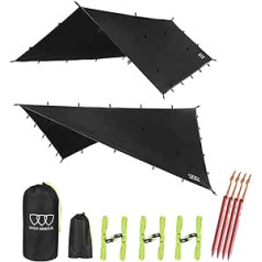 Gold Armour 12' XL Tarp Hammock Waterproof Rain Tent 18ft Centreline - Lightweight Ripstop Fabric - With Ground Stakes Survival Gear Camping Accessories