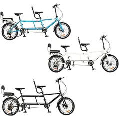 Coslike tandēma velosipēds — pilsētas salokāms tandēma velosipēds, salokāms tandēma pieaugušo pludmales kreisera velosipēds, regulējams 7 ātrumi, CE FCC CCC, zils, 82,6 x 13,8 x 43,3 collas