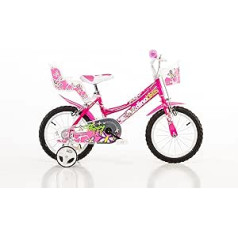 Dino Bikes Girls Bērnu velosipēds Rozā meiteņu velosipēds - 14 collas | TÜV pārbaudīts | Oriģināls | Bērnu velosipēds ar stabilizatoriem - velosipēds kā dāvana meitenēm