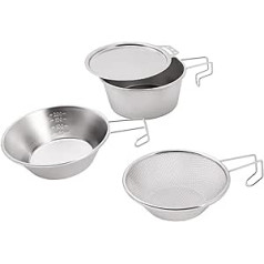 LIUASMUE 4 Stücke Outdoor Tragbare Edelstahl Camping BBQ Geschirr Schüssel Tasse Topf Sets Kochgeschirr Picknick Schüssel Für Wandern Grillen Camping Tassen Mit Aufbewahrungstasche