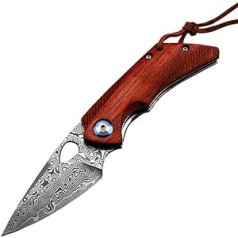 LIUS GROUP Premium Taschenmesser Damast Klappmesser Scharf Klappbar EDC messer,Klein Outdoor messer Survival Camping Jagdmesser Damaskus Stahl messer Tragbare Einhandmesser Holzgriff