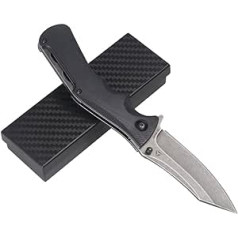 SAMFUNG Pocket Knife Folding Knife, 3.4 Inch D2 Steel Blade, Black Handle G10, Lining Closure for Daily Outdoor Camping