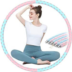 Azanaz Adult Hula Hoop, 1-5 kg, svērta hula stīpa, nerūsējošais tērauds, Fitness Hula stīpa ar 6 noņemamiem segmentiem, piemērots fitnesam / svara zaudēšanai / vēdera veidošanai, rozā