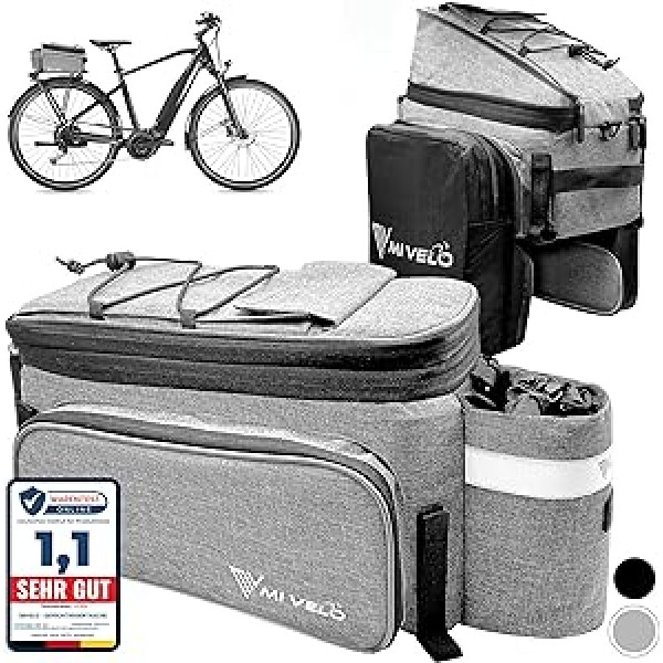 MIVELO - Velosipēdu bagāžas nodalījuma soma - Velosipēda bagāžas nodalījuma soma - Paplašināma līdz 20 L - Ūdensnecaurlaidīga - 20 L Pelēka