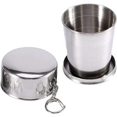 Yosoo Retractable Stainless Steel Glass Foldable Mug for Camping Travel Hiking (L)