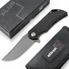 Böker Plus® Golem Tactical Knife Black - Tactical D2 Pocket Knife Matte Black - G10 One-Handed Knife with Flipper - EDC Folding Knife Tactical with Clip in Case