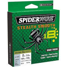 Spiderwire Braid Stealth Smooth, 8 šķiedras, 150 m sūnu zaļa — 0,09 mm – 7,5 kg