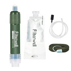 Asmeninis vandens filtras, 2500 l nešiojamas vandens filtro rinkinys stovyklavimui, 0,01 mikrono filtras, pašalina 99,9 % bakterijų, išgyvenimo lauke įranga