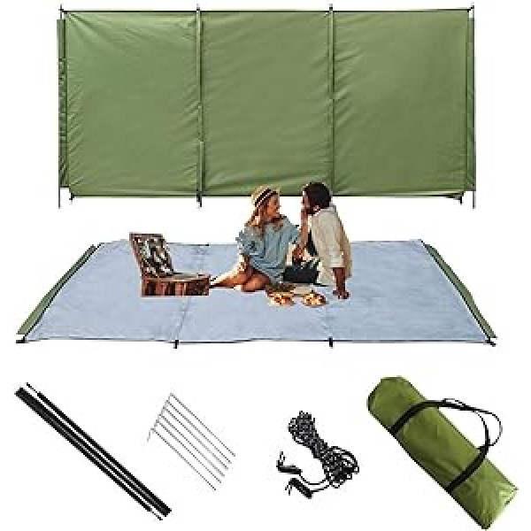 ORTUH Camping Windbreak Privacy Screen Garden - Windproof Beach Privacy Screen Made of Oxford Fabric | Wear-Resistant Wind Blocker for Outdoor Use with Carry Bag | Easy to Install