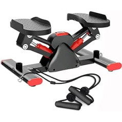 Bananaww Stepper for Home 100 kg, 2-in-1 Twister Stepper with Power Ropes, Up-Down Stepper with Multifunctional Display, Home Trainer Resistance, Side Stepper for Beginners and Advanced, Black Red
