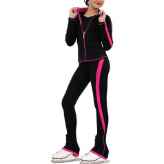 Children's Girls' Ice Skating Suit Long Sleeve Top Figure Skating with Trousers Sportswear