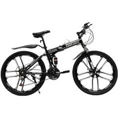 ERnonde Folding Bike Adult 26 Inch Mountain Bike with 21 Speed and Disc Brake Bicycle MTB Unisex, Aluminium Bike for Men and Women Bicycles for City and Camping