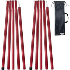 Sutekus Steel Pole Tent Pole Replacement Accessories 2 Pcs/Set Adjustable Poles (Red)