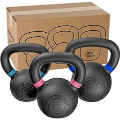 HQ Germany® miltelinis lakas Kettlebell | Pilnas aktorius | 2-32 kg | Starterio rinkiniai | ±2,0 % svorio tolerancija