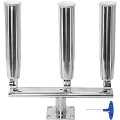 HYDDNice Adjustable Fishing Rod Holder with 3 Tubes, Mirror Polished Stainless Steel, Stylish Silver Rod Holder