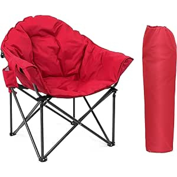 LET'S CAMP Übergroßer Campingstuhl Moonchair Faltbar Untertasse Klappstuhl Angelstuhl Campingsessel aus Oxford Gewebe mit Kühltasche für Outdoor Indoor