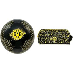 Borussia Dortmund BVB Football, Amazon Exclusive, melns, 5. izmēra un unisex jauniešu penālis, liels penālis, melns/dzeltens, viens izmērs