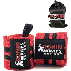 Ronin Wraps | Rokas aptinumi svarcelšanai, Crossfit un Powerliftingam - 18 collu aptinumi plaukstas locītavas atbalstam | Bezmaksas soma pārnēsāšanai