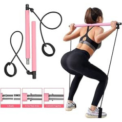 HUWAI-F Pilates Bar Kit Multifunctional Portable Home Fitness Pilates Exercise Bar Full Body Workout for Yoga, Fitness, Weight Loss, Stretching, Shaping Pink