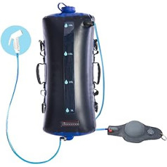 BAIEPING Solar Shower Bag, 20L TPU Camping Shower Bag in Food Grade with Pressure Foot Pump and Shower Head Hose for Travel, Hiking, Summer Shower