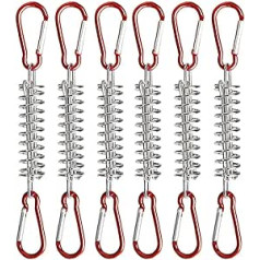 6 Pieces Tent Spring Buckle and 12 Pieces Hook Set Wind Rope Buckle Steel Fixed Buckle Tent Wind Spring for Camping Hiking