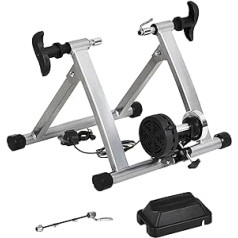 HOMCOM Roller Trainer Velosipēdu Trenažieris Velosipēds Velosipēds Magnētiskā bremze Salokāma Regulējama 26 - 28 collas vai 700C tērauda sudrabs 54,5 x 47,2 x 39,1 cm