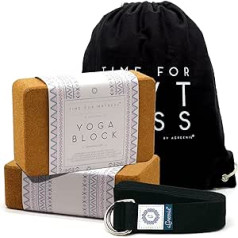 aGreenie Yoga Block aus Kork 100% Naturprodukt/Yogaklotz inkl. Rucksack & Übungsanleitung/Yogablock Kork Größe