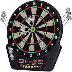 Elektroniskais šautriņu dēlis, E-Dartboards šautriņu mašīna ar 4 LCD displeju un 6 šautriņām un 24 bultu galvām, 27 spēles ar 243 spēļu iespējām, profesionāla elektroniskā šautriņu spēle 16 spēlētājiem