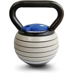 Sport-Thieme Vario Kettlebell komplekts, Regulējams Kettlebell ar maināma svara šķīvjiem: 4-18 kg, vietu taupošs, drošs, tērauds, plastmasa, melns/pelēks/zils, zīmola kvalitāte