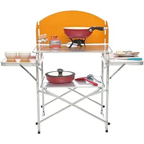 LXLTLB Outdoor Camping Kitchen, Camping Kitchen Including Wind Protection Compartments, Camping Cabinet, Foldable Stove Cabinet, Tent Cabinet, Camping Furniture, Outdoor Barbecue, Car Kitchen