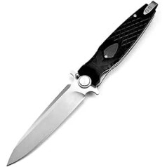 LIUS GROUP Premium Pocket Knife Long Folding Knife Sharp Folding Metal Knife Black Silver EDC Knife Multi Outdoor Knife Survival Camping Knife Hunting Knife Slim One-Handed Knife