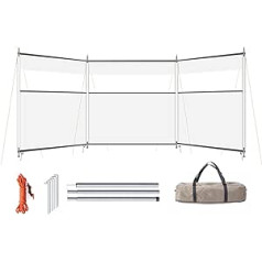 koncy Beach Windbreak, Privacy Screen for Camping and Garden, 4.4 m x 1.3 m, with Metal Rod, Drawstring and Handbag (Colour: Beige)