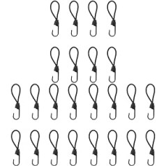 24 Pieces for Buckles Bungee Outdoor Binding Fastenings Strap Elastic Accessories Fixed Holder Accessories Tent Rope with Canopy Hook Clamp Tarpaulin Clips Black Awning Camping