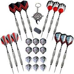 AOOOWER Set mit 12 Stück 20 g Profi-Dartpfeilen mit Aluminium-Legierung Schaft Stahlspitze, nicht leicht zu brechen und zu biegen, Stahlspitzen-Darts-Set