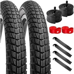 YunSCM 2 Pack 20 collu riepas 20 x 1,95 apvalks 50-406 Plus 2-pack 20 collu caurule 20 x 1,75/2,125 AV32 mm vārsts saderīgs ar 50/54-406 šosejas velosipēdiem 20 x 1,90 x 25 x 20 x 20 collu