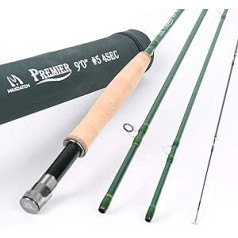 Maximumcatch 3–12 w vidēji ātras darbības Premier Fly Rod IM8 oglekļa šķiedras stieņa tukšs, AA rokturis, cieti hromēti vadotnes gredzeni un Cordura transportēšanas caurule